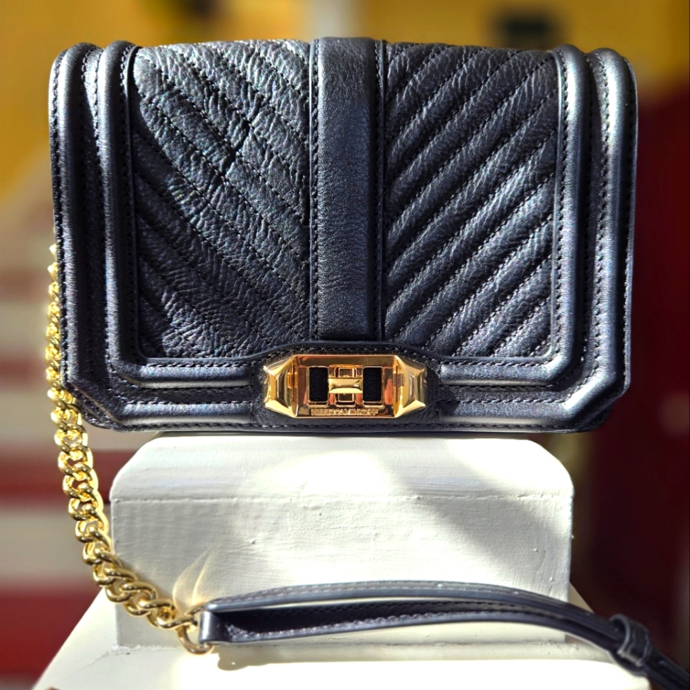 Rebecca Minkoff Black Crossbody Bag with Gold Chain